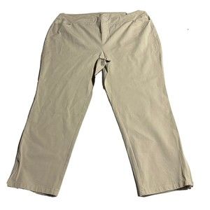 Soft Surroundings Straight Leg Ankle Pants Beige Stretch Size 3X 24W Zip Hem NWT
